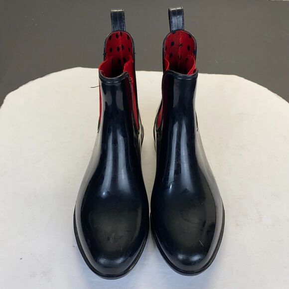 Lauren Ralph Lauren Women's Tally Ankle Rain Boots Size 6 Black Red,Pull On - Picture 2 of 11